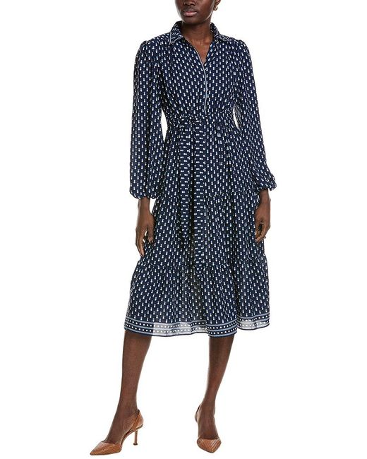 Max Studio Blue Tiered Midi Dress