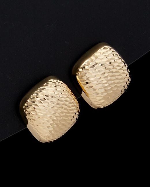 Italian Gold Black 14k Square Button Studs
