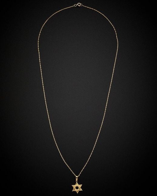 Italian Gold Black 14k Star Of David Pendant Necklace
