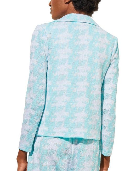 Ming Wang Blue Lapel Collar Knit Jacket