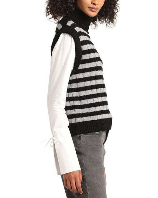 10 Crosby Derek Lam Black Paola Mixed Media Turtleneck Sweater