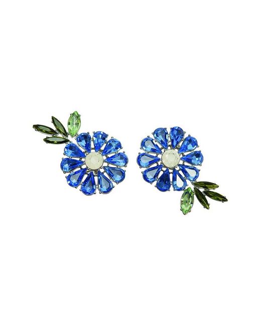 Carolina Herrera Blue Cz Crystal Daisy Earrings