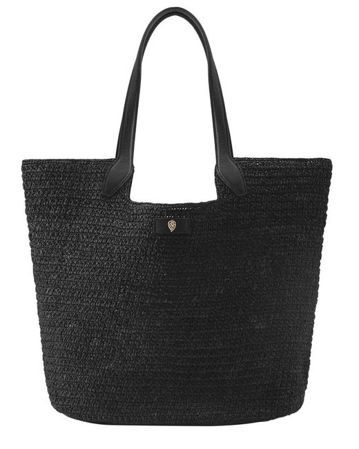 Helen Kaminski Black Raffia & Leather Bag