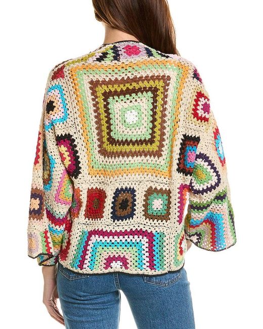 Saachi Red Granny Square Crochet Jacket