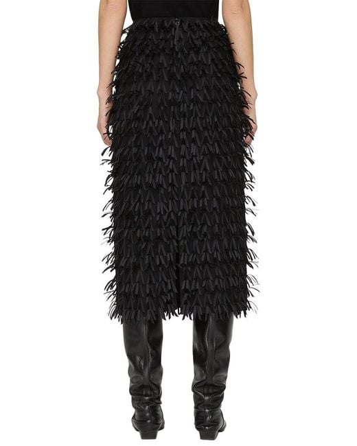 Lafayette 148 New York Black Ribbon Embellished Straight Skirt