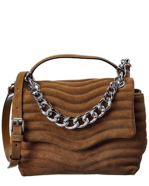 Rebecca Minkoff Brown M.a.b. Quilted Suede Top Handle Satchel