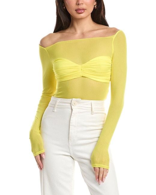 AFRM Yellow Eagan Off-The-Shoulder Illusion Top