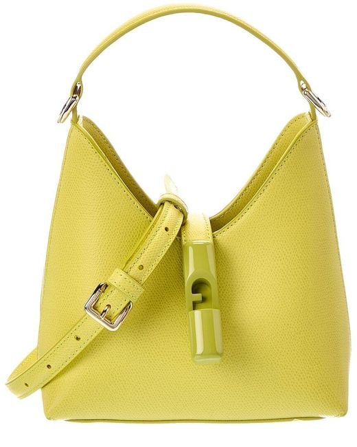 Furla Yellow Iride Mini Leather Hobo Crossbody