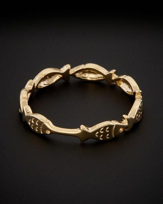 Italian Gold Black 14k Fish Ring