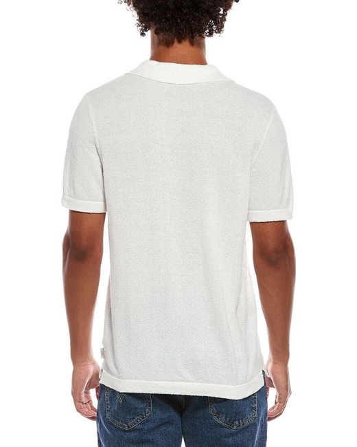 Onia White Boucle Knit Johnny Polo Shirt for men