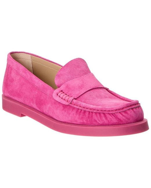 Stuart Weitzman Pink Blake Suede Loafer