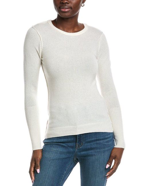 Autumn Cashmere Women's White Raw Edge Cashmere Sweater