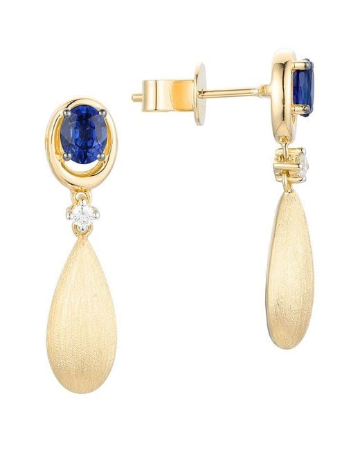 Gregg Ruth White 18K 1.03 Ct. Tw. Diamond & Sapphire Dangle Earring