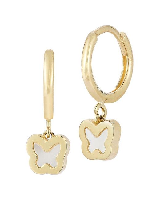 Ember Fine Jewelry Metallic 14k Pearl Butterfly Huggie Earrings