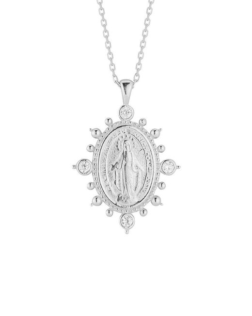 Glaze Jewelry White Silver Cz Oval Necklace