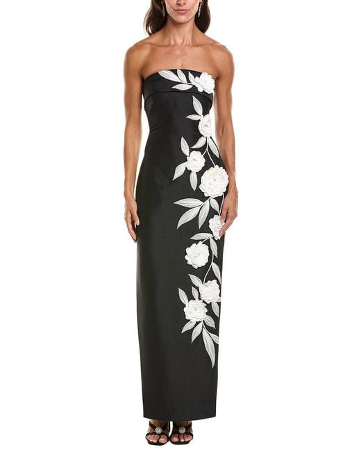 Badgley Mischka Black Floral Gown