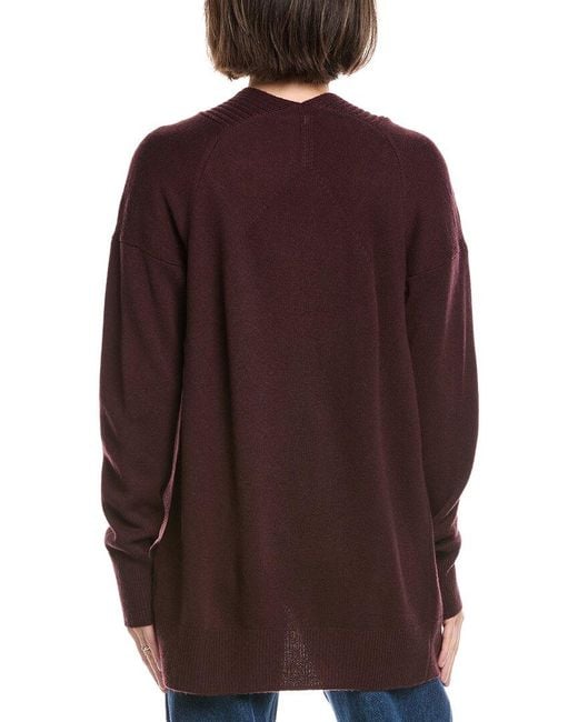 Vince Purple Rib Placket Wool & Cashmere-Blend Cardigan