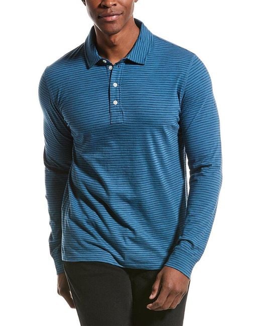Billy Reid Blue Stripe Polo Shirt for men