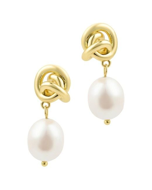 Adornia Metallic Freshwater Pearl & 13Mmmm Pearl 14K Plated Earrings