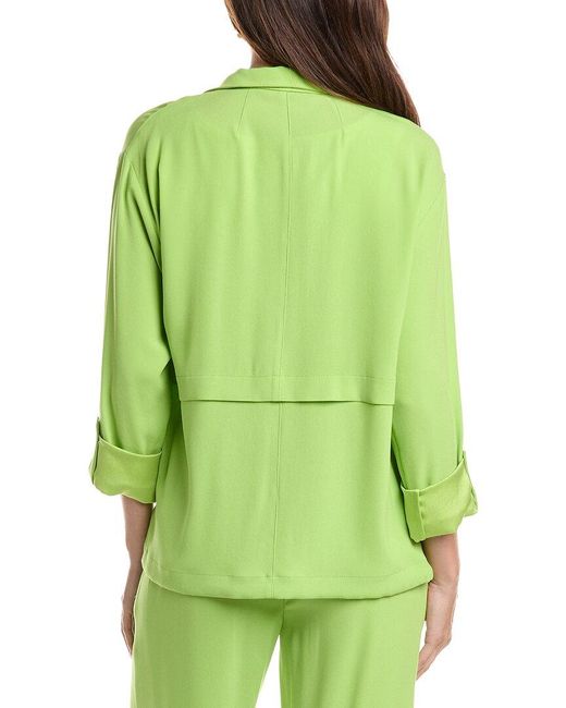 St. John Green Solid Mock Neck Jacket