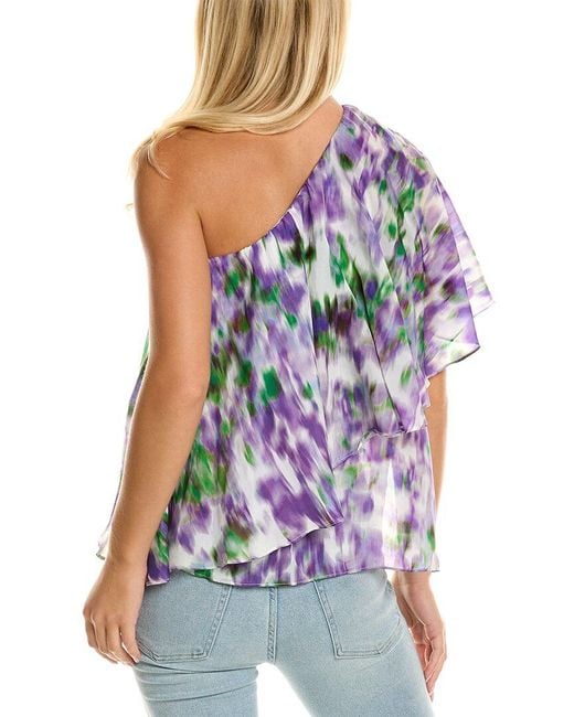 Tracy Reese Multicolor One-shoulder Cascade Blouse