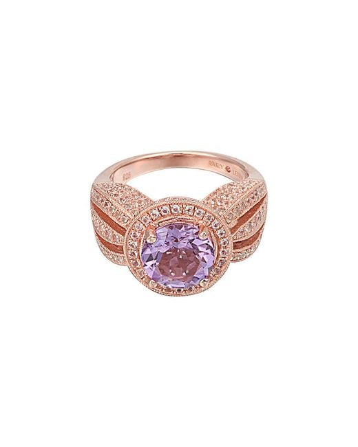 Suzy Levian Pink Silver 4.37 Ct. Tw. Purple Amethyst & White Topaz Ring