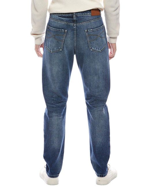 Brunello Cucinelli Blue Medium Wash Leisure Fit Jean for men