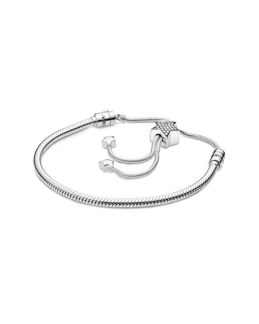 Pandora White Moments Silver Cz Snake Chain Bracelet Chain