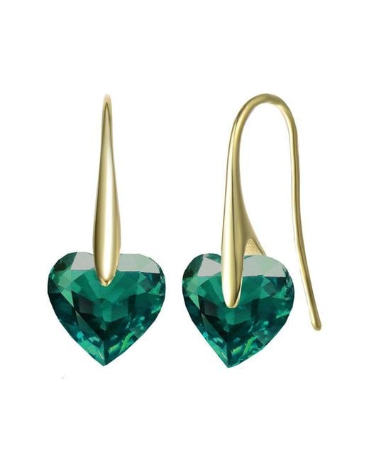 Genevive Jewelry Green 14k Over Silver Heart Earrings