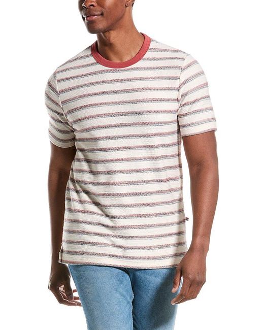 Sol Angeles White Stripe Boucle Slit Crew T-shirt for men