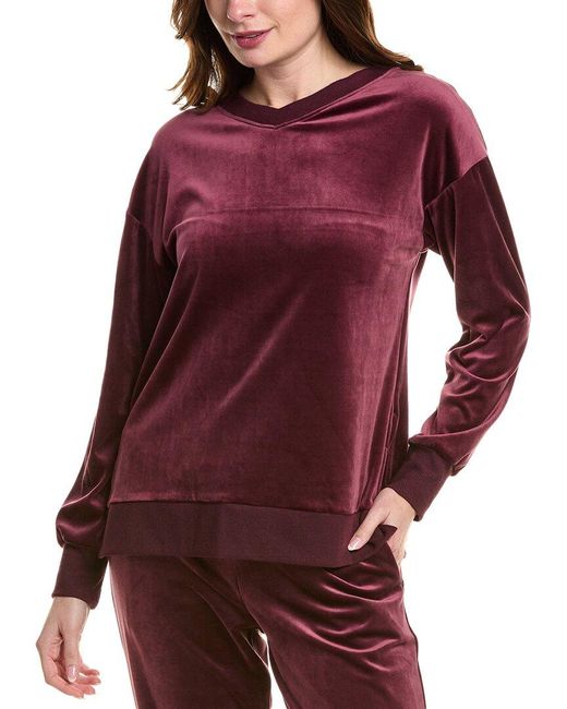 Donna Karan Purple Sleepwear Velour Sleep Top