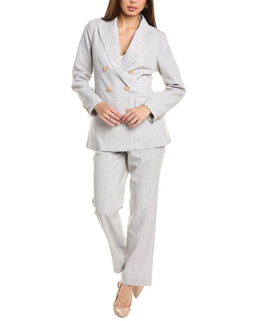 Pascale La Mode White 2Pc Blazer & Pant Set