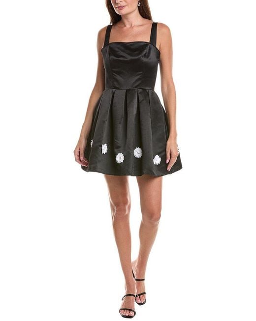 Rene Ruiz Black Square Neck A-Line Faille Dress
