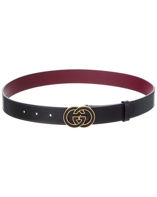 Gucci Red Interlocking G Buckle Leather Belt