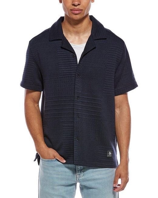 Scotch & Soda Black Knit Camp Shirt for men