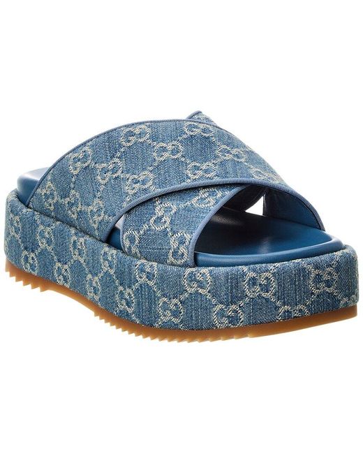 Gucci Blue GG Denim Platform Sandal