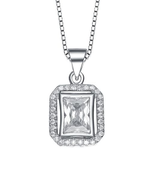 Genevive Jewelry White Silver Cz Necklace