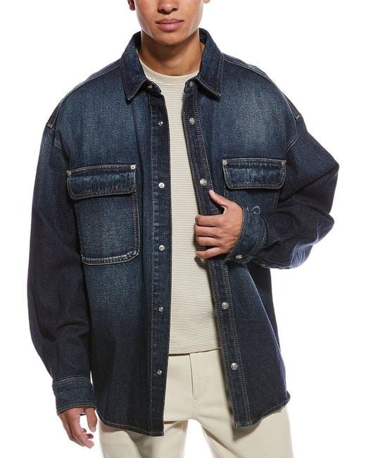 Palm Angels Blue Midnight Monogram Denim Shirt for men