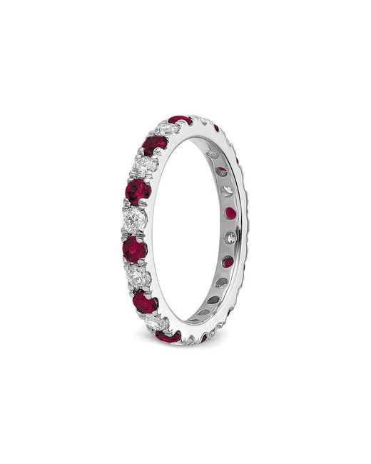 Lab Grown Gemstones White 14K 1.95 Ct. Tw. Lab-Grown Diamond & Lab-Grown Ruby Eternity Ring