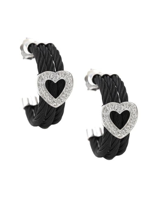 Diamond Select Cuts Black Steel 0.09 Ct. Tw. Diamond Cable Earrings