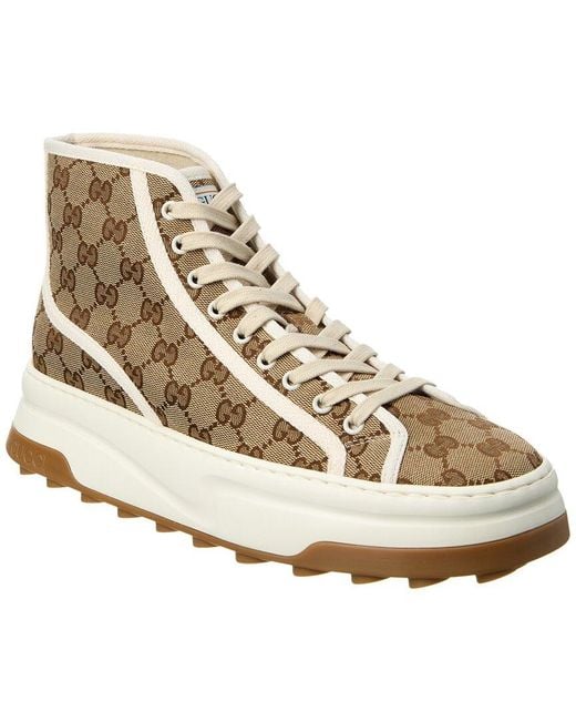 Men's GG high top sneaker in beige GG canvas