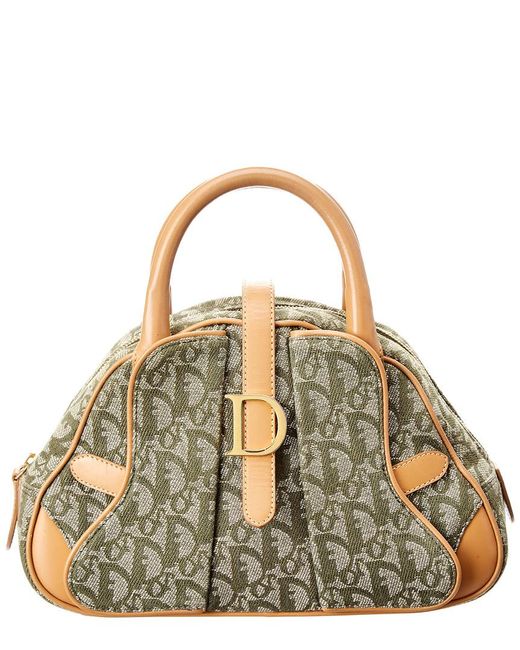 Dior Green Trotter Canvas Saddle Bowler Bag Lyst