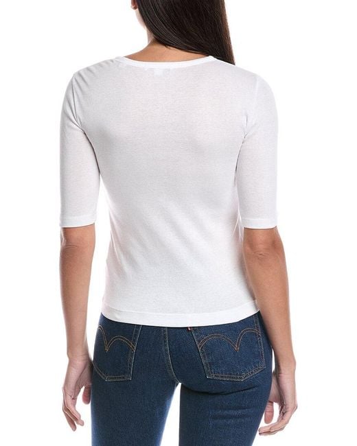 Vince White Elbow-Sleeve Henley