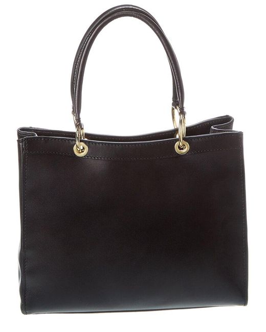 Italian Leather Top Handle Bag in Black | Lyst