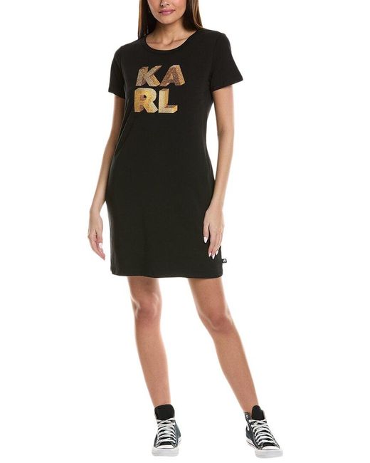 Karl Lagerfeld Black Karl Sequin T-Shirt Dress