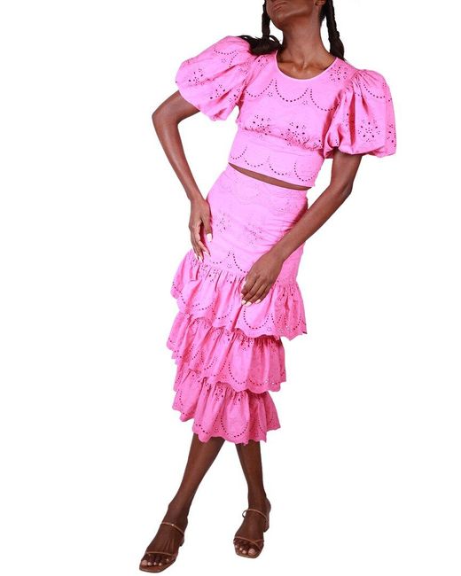 Tracy Reese Pink Tiered Skirt