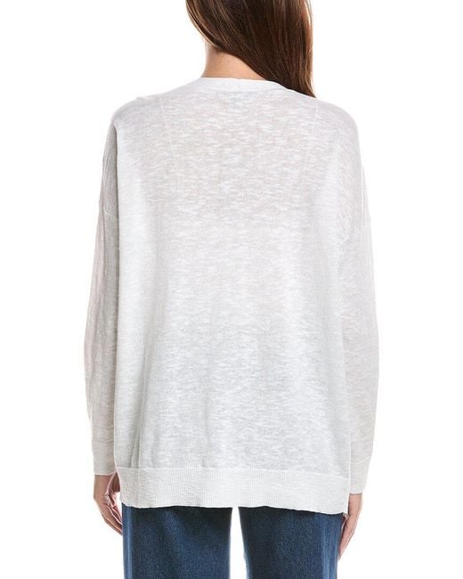 Eileen Fisher White Linen-Blend Cardigan
