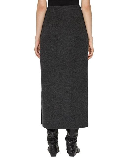 Lafayette 148 New York Black High Waisted Wool & Cashmere-Blend Midi Skirt