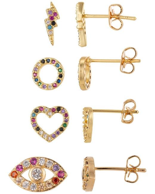 Eye Candy LA White 4 Piece Alice Cz Crystal Stud Set
