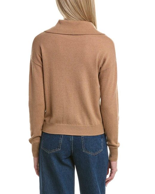 Bruno Magli Blue Half Button Placket Wool & Cashmere-Blend Pullover
